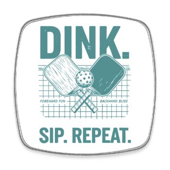 Pickleball Funny Player Pickle Ball Dink Sip - Square fridge magnet - white - Front