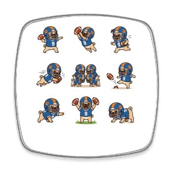 Suesser Mops Football Spieler Touchdown - Viereckiger Kühlschrankmagnet - Weiß - Vorne