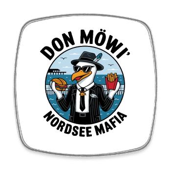  Don Möwi Nordsee Mafia Möwe Gangster Burger - Viereckiger Kühlschrankmagnet - Weiß - Vorne