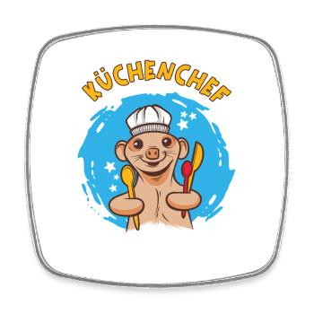 Küchenchef Koch Köchin Kochkleidung Lustig - Viereckiger Kühlschrankmagnet - Weiß - Vorne