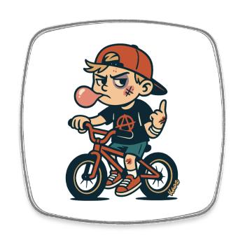 BMX Rebel Street Kid - Viereckiger Kühlschrankmagnet - Weiß - Vorne