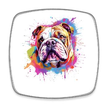 Bulldog Colorful Splash Art Dog - Square fridge magnet - white - Front