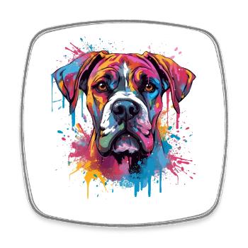 Art éclaboussuré de chien boxer coloré - Magnet carré - blanc - Devant