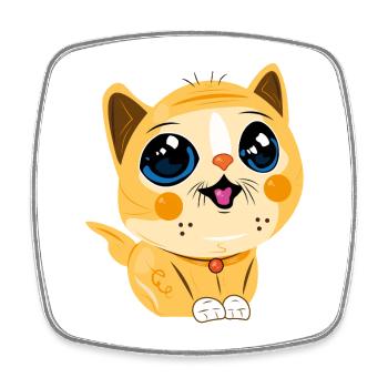 Smiling Kawaii Cat - Square fridge magnet - white - Front