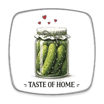 Taste Of Home Pickle Jar - Viereckiger Kühlschrankmagnet - Weiß - Vorne