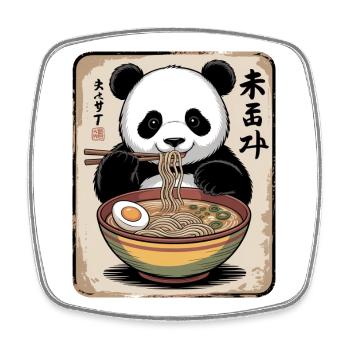 Panda Noodle Feast - Square fridge magnet - white - Front