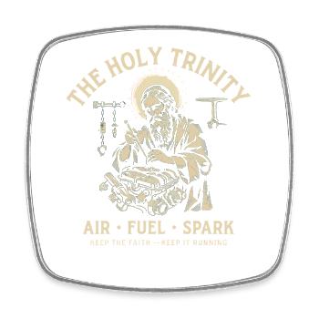 Engine Saint: Holy Trinity Mechanics - Viereckiger Kühlschrankmagnet - Weiß - Vorne