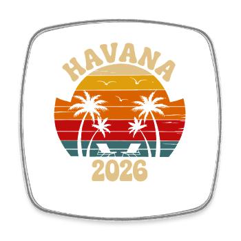 Havanna 2026 Retro Sonnenuntergang - Viereckiger Kühlschrankmagnet - Weiß - Vorne