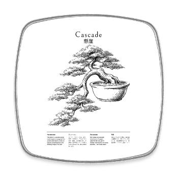 Bonsai Cascade Style mit japanischen Zeichen  - Viereckiger Kühlschrankmagnet - Weiß - Vorne