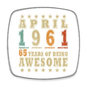 Cadeau d’anniversaire vintage d’avril 1961 - Magnet carré - blanc - Devant