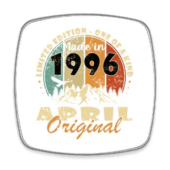 April 1996 Vintage-Geburtstagsgeschenk - Viereckiger Kühlschrankmagnet - Weiß - Vorne