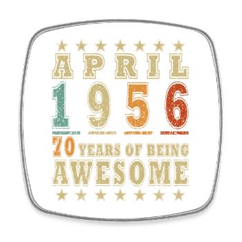 Geburtstag April 1956 - Viereckiger Kühlschrankmagnet - Weiß - Vorne