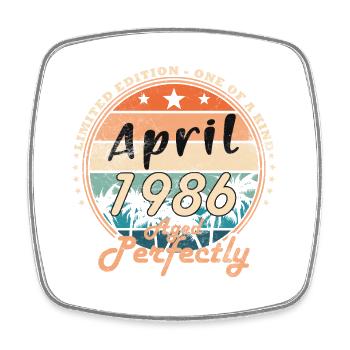 Anniversary year April 1986 - Square fridge magnet - white - Front