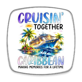 Cruisin Together Caribbean - Viereckiger Kühlschrankmagnet - Weiß - Vorne