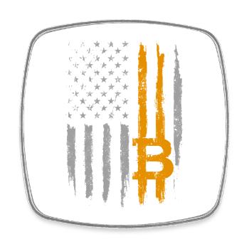 Bitcoin US Flag Crypto Patriotic Blockchain BTC - Square fridge magnet - white - Front