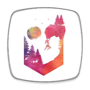 Climber Bouldering Watercolor Sunset - Square fridge magnet - white - Front