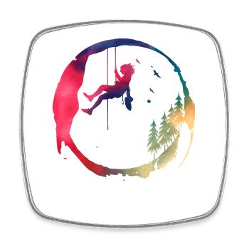 Watercolor Woman Tree Climber Adventure - Square fridge magnet - white - Front