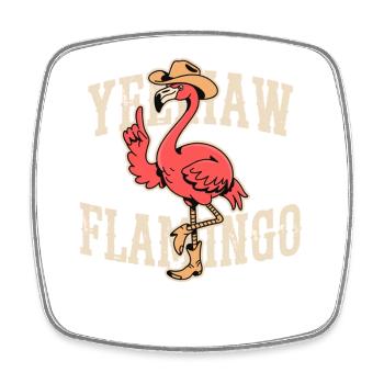 Western Flamingo Rodeo - Square fridge magnet - white - Front