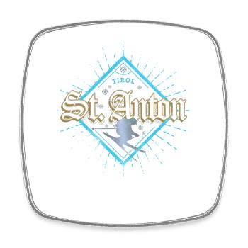 St. Anton Tirol Retro Skifahrer Après-Ski Souvenir - Viereckiger Kühlschrankmagnet - Weiß - Vorne