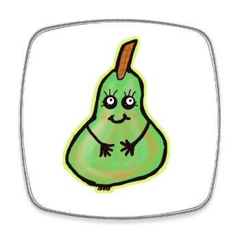 Poire de Kawaii au visage amical - Magnet carré - blanc - Devant