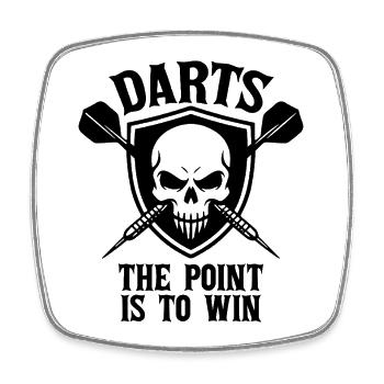 Darts The Point Is To Win Skull Shield Sport - Square fridge magnet - white - Front