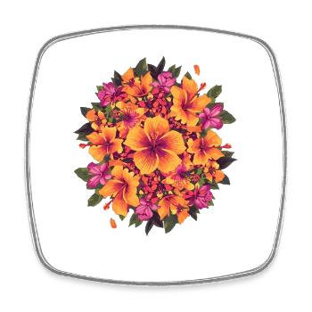 Tropischer Hibiskus Kreis - Viereckiger Kühlschrankmagnet - Weiß - Vorne