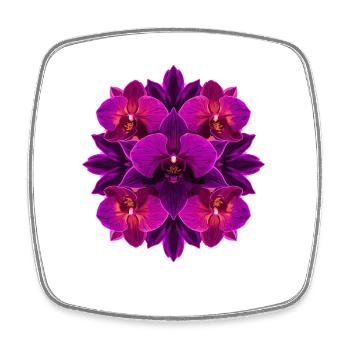 Mandala Orchid Purple Glow - Square fridge magnet - white - Front