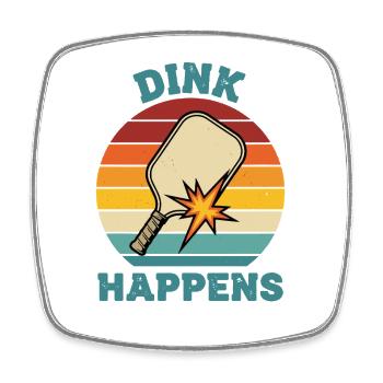 Pickleball Funny Player Dink Happens Love - Square fridge magnet - white - Front