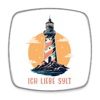 Nordsee Urlaub ICH LIEBE SYLT Lustiges - Viereckiger Kühlschrankmagnet - Weiß - Vorne