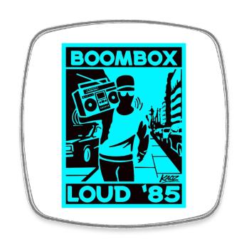 Boombox Laut 85 Neon Retro - Viereckiger Kühlschrankmagnet - Weiß - Vorne