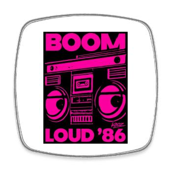 Boom Loud '86 Boombox Néon - Magnet carré - blanc - Devant