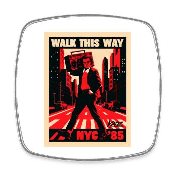 NyC 85 Retro Boombox Walk - Viereckiger Kühlschrankmagnet - Weiß - Vorne