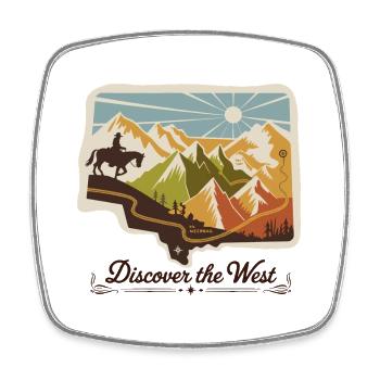 Discover the West Mountain Sticker - Square fridge magnet - white - Front