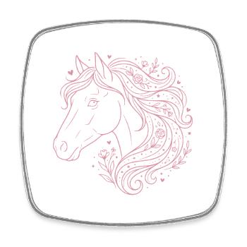 Horse floral boho horse girl pink - Square fridge magnet - white - Front