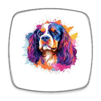 Portrait éclaboussant d’épagneuil vibrant - Magnet carré - blanc - Devant