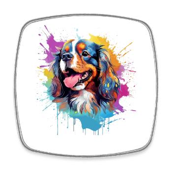 Cavalier King Charles Spaniel Splash Color - Square fridge magnet - white - Front