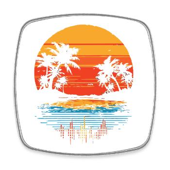 Beach Retro - Square fridge magnet - white - Front