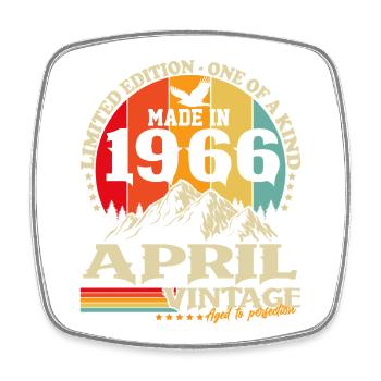 Vintage April 1966 Jahrgang Retro Geburtstag - Viereckiger Kühlschrankmagnet - Weiß - Vorne