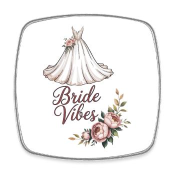 Bride Vibes Floral Dress - Square fridge magnet - white - Front