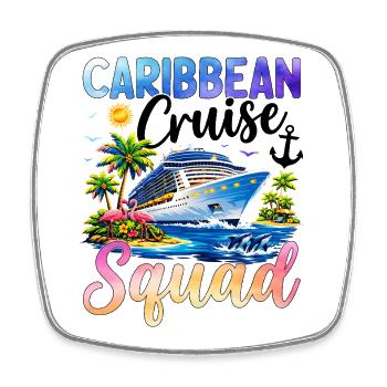 Caribbean Cruise Squad - Square fridge magnet - white - Front
