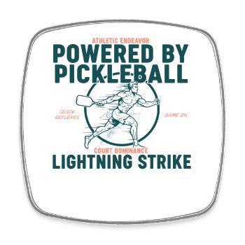 Pickleball angetrieben von Pickleball-Blitzschlag - Viereckiger Kühlschrankmagnet - Weiß - Vorne