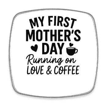 First Mother's Day Humor Mom Gift Idea Family - Square fridge magnet - white - Front