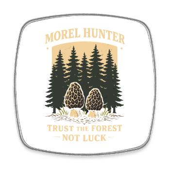 Chasseurs de morilles, champignons morilles sauvages sur - Magnet carré - blanc - Devant