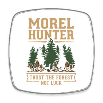 Chasseurs de morilles, champignons morilles sauvages sur - Magnet carré - blanc - Devant