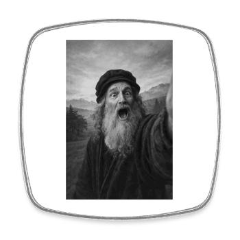 Leonardo Da Vinci Self-Portrait - Square fridge magnet - white - Front