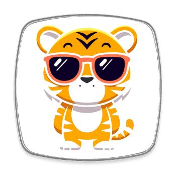 Tigre cartoon lunettes soleil - Magnet carré - blanc - Devant