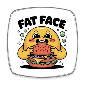 Face Funny Burger Hero - Square fridge magnet - white - Front