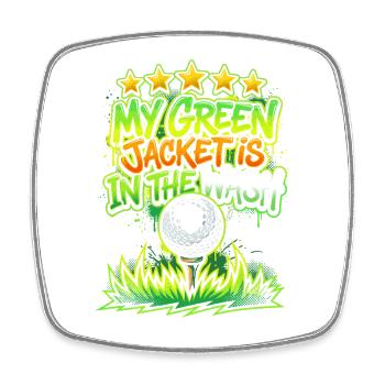 Green golf motif in the lingerie - Square fridge magnet - white - Front