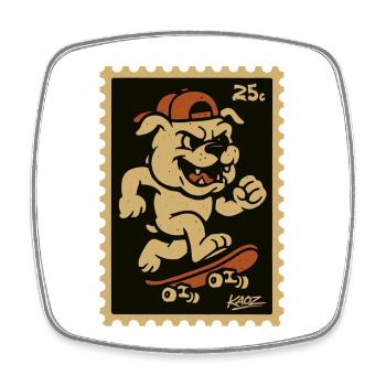 Skater Bulldog Ramp Rage - Viereckiger Kühlschrankmagnet - Weiß - Vorne