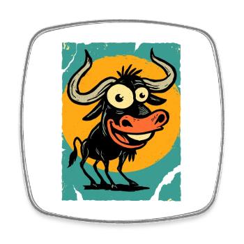 Funny bull in the circle of the sun - Square fridge magnet - white - Front